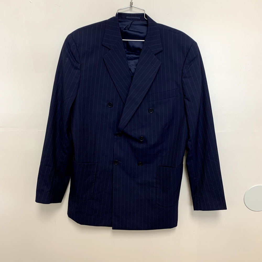 NEW Duarte Madrid 100% Wool Button Up Long Sleeve Blazer Blue Size 54